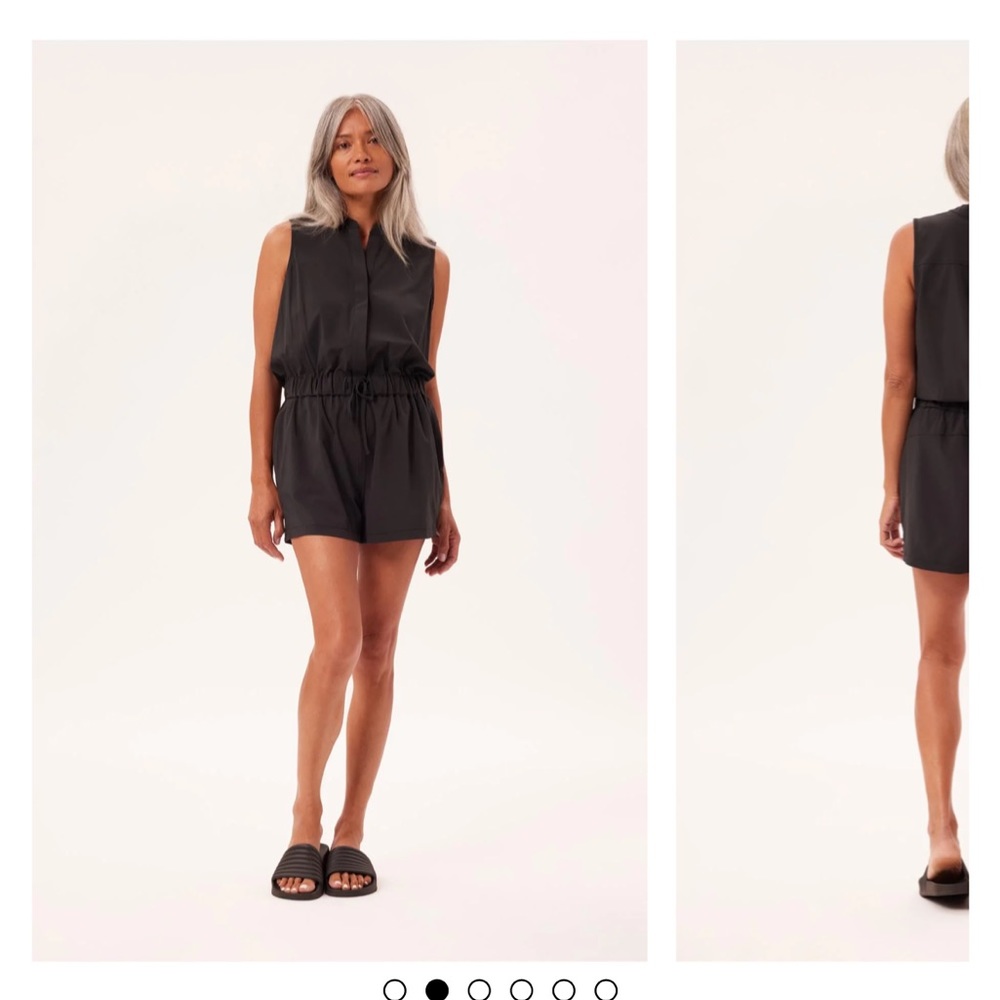 Girlfriend collective black sleeveless stretch romper